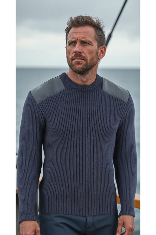 York Woolly Pully Crew Neck Wool Sweater, Blue Grey