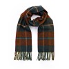John Hanly Irish Wool Scarf Short Rust Brown Blue Red Plaid 12 x 60”