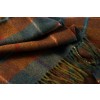 John Hanly Irish Wool Scarf Short Rust Brown Blue Red Plaid 12 x 60”