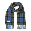 John Hanly Irish Wool Scarf Short Denim Green Tartan 12 x 60”