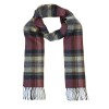 John Hanly Irish Wool Scarf Short Red Straw Graphite Plaid 12 x 60”
