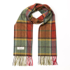 John Hanly Irish Wool Scarf Short Autumnal Mix Check 12 x 60”