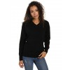 Zainuno Moizni Women's 100% Cashmere Deep V-Neck Sweater Black