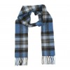 John Hanly Irish Wool Scarf Short Royal Blue Sage Plaid 12 x 60”
