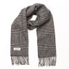 John Hanly Irish Wool Scarf Short Black and White Glencheck 12 x 60”