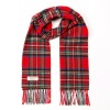 John Hanly Irish Wool Scarf Short Red Royal Stewart Tartan 12 x 60”