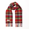 John Hanly Irish Wool Scarf Short Red Green Yellow Check 12 x 60”