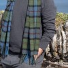 John Hanly Irish Wool Scarf Short Denim Green Tartan 12 x 60”