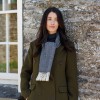 John Hanly Irish Wool Scarf Short Grey Black Herringbone 12 x 60”