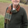 John Hanly Irish Wool Scarf Short Autumnal Mix Check 12 x 60”