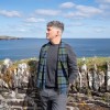John Hanly Irish Wool Scarf Short Denim Green Tartan 12 x 60”