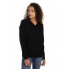 Zainuno Moizni Women's 100% Cashmere Deep V-Neck Sweater Black
