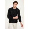 Raheen Tweed Roll Neck Mens Aran Merino Wool Sweater - Black