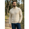 Merino Wool Cable Knit Turtleneck Beige 