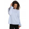 Women's 100% Cashmere Crew Neck Sweater with Ruffle Sleeve Sky Blue