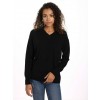 Zainuno Moizni Women's 100% Cashmere Deep V-Neck Sweater Black