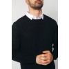 Merino Wool Crew Neck Sweater - Black