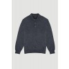 Merino Wool Sport Long Sleeve Polo Shirt - Anthracite