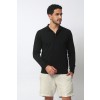 Merino Wool Sport Long Sleeve Polo Shirt - Black