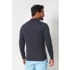 Merino Wool Quarter Zip Sweater - Charcoal