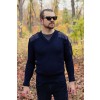 York V-Neck British Wool Sweater With Pen Pocket, Navy Blue