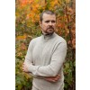 Quarter Zip 100% Baby Alpaca Sweater: Light Grey