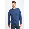 Raheen Tweed Roll Neck Mens Aran Merino Wool Sweater - Denim