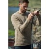 Raheen Tweed Roll Neck Mens Aran Merino Wool Sweater - Oat