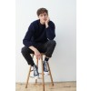 Raheen Tweed Roll Neck Mens Sweater - Navy