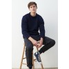 Raheen Tweed Roll Neck Mens Sweater - Navy