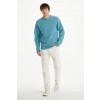 Raheen Tweed Roll Neck Mens Aran Merino Wool Sweater - Aqua Blue