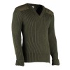 York Woolly Pully Vee Neck Sweater With Patches, Olive