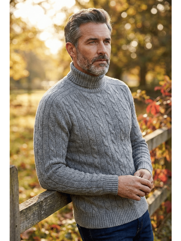 Men's Cable Knit Sweaters in Pure Wool